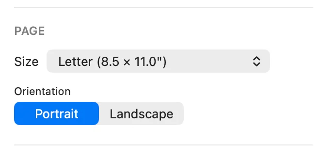 Letter paper size with Portrait orientation selected in PrintTiler