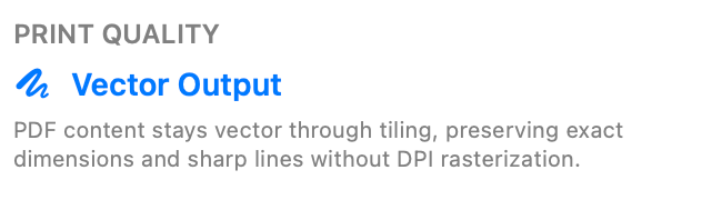 PrintTiler showing Vector Output for a native PDF sewing pattern page